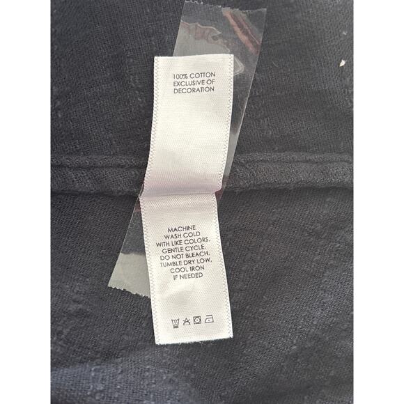 Unsubscribed Women Size 2 Black Smocked Peplum Floral Boho Sleeve Short Blouse - Picture 7 of 13